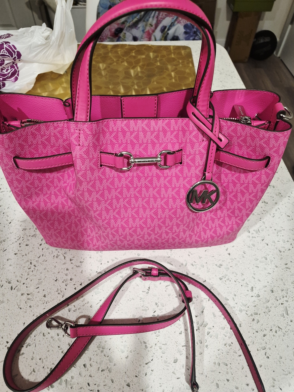 Michael Kors Carson Medium Crossbody Satchel Handbag Purse Pink Bag Shoulder